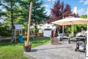 Private patio overlooking mature trees