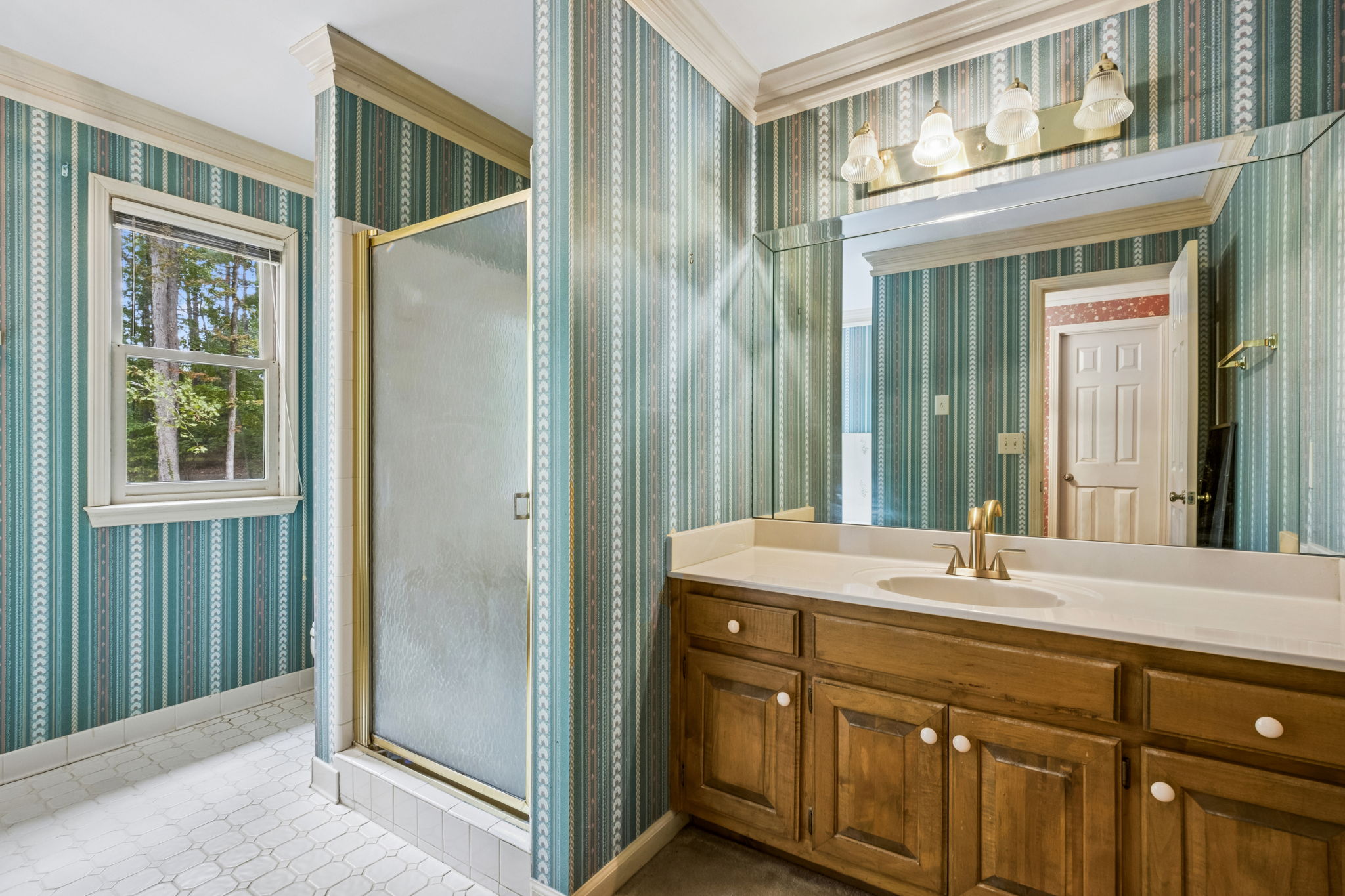 1 of 2 Primary Bathrooms. Upstairs Primary Bathroom