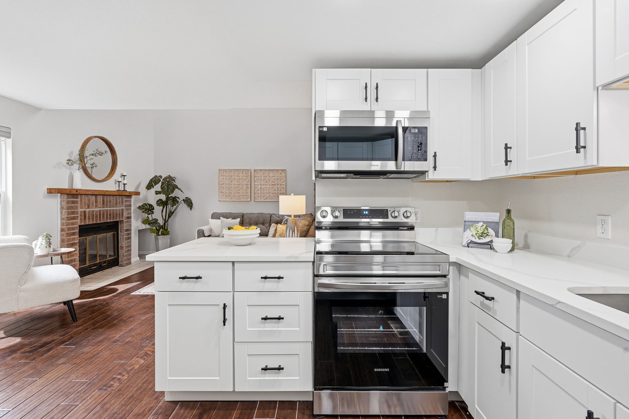 Open kitchen with serving/prep area