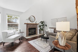 Vaulted ceilings and wood burning fireplace