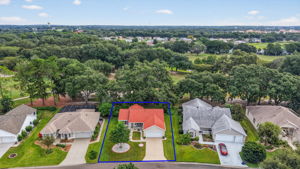 Aerial Front Elevation with Property Lines and Golf Course