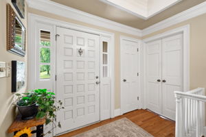 Open and Bright Entry-the double doors go to the Second Bedroom  and the stair lead down to Terrace Level