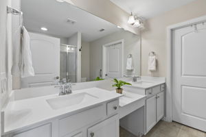 primary bathroom w vanity area and dbl sinks