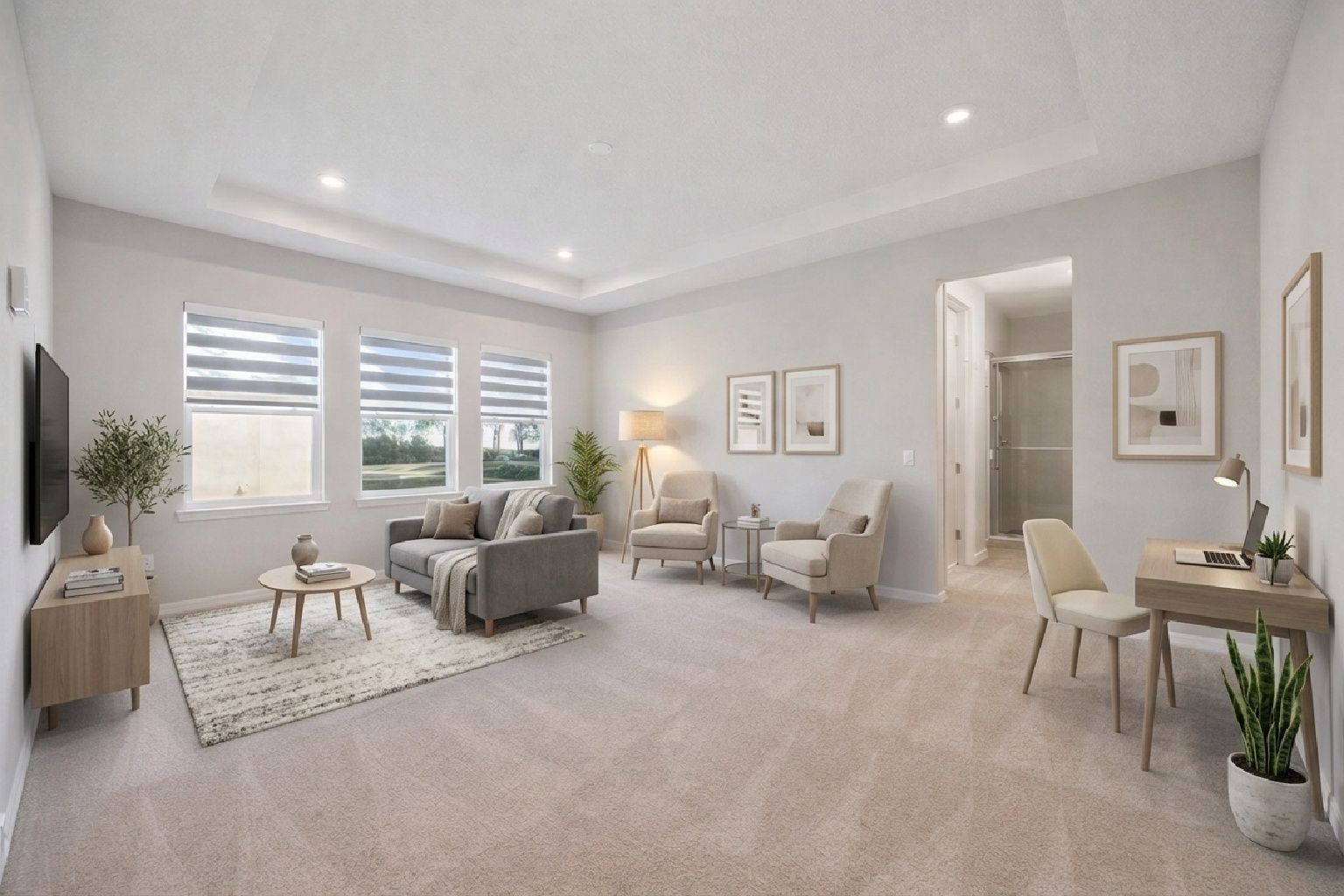 Virtually staged Upstairs Loft and Full Bathroom #2