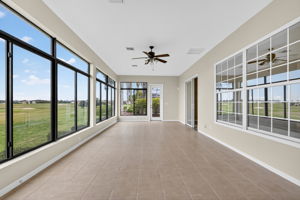 Immense Under-Air Enclosed Lanai with Golf and Water Views