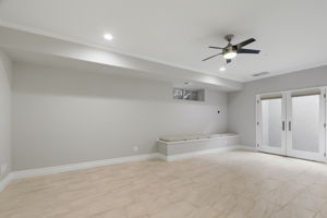 ADU Basement Living Room With Built In Seating