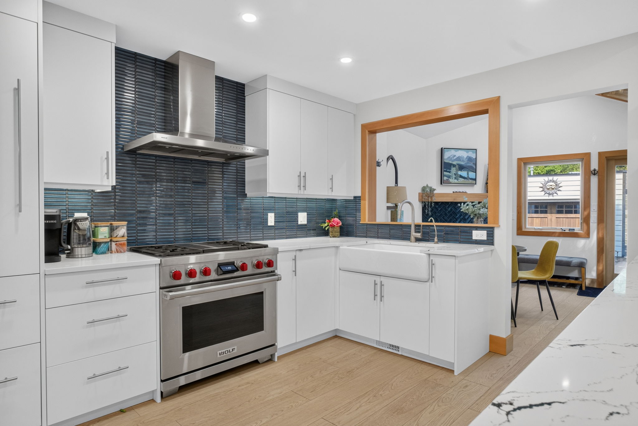 Chef’s kitchen with professional-grade range