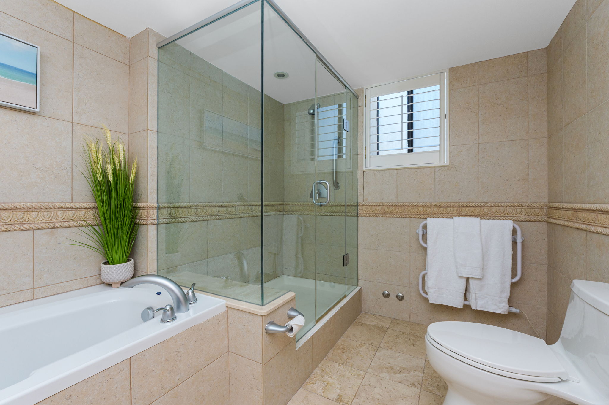 Separate shower and tub