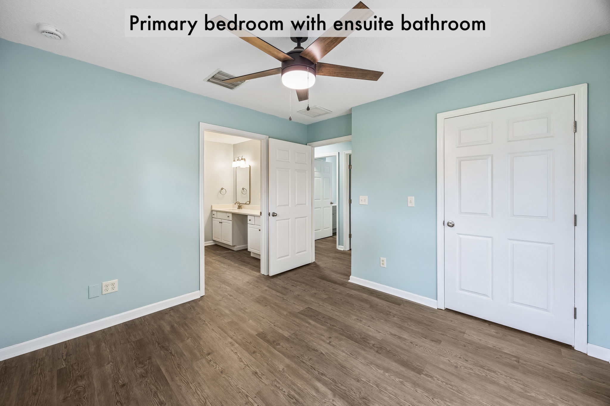 The primary suite includes a private bath and generous closet storage for everyday convenience