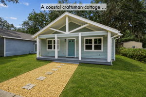 A welcoming Craftsman-inspired exterior introduces easy single-story living near downtown, parks and the beach ...
