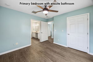 The primary suite includes a private bath and generous closet storage for everyday convenience