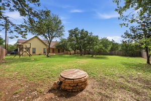 Fire pit area in backyard