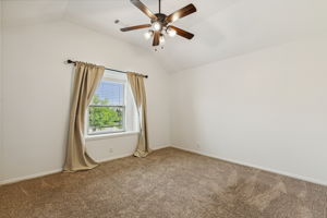 4th bedroom with cathedral ceiling, wired for flat screens