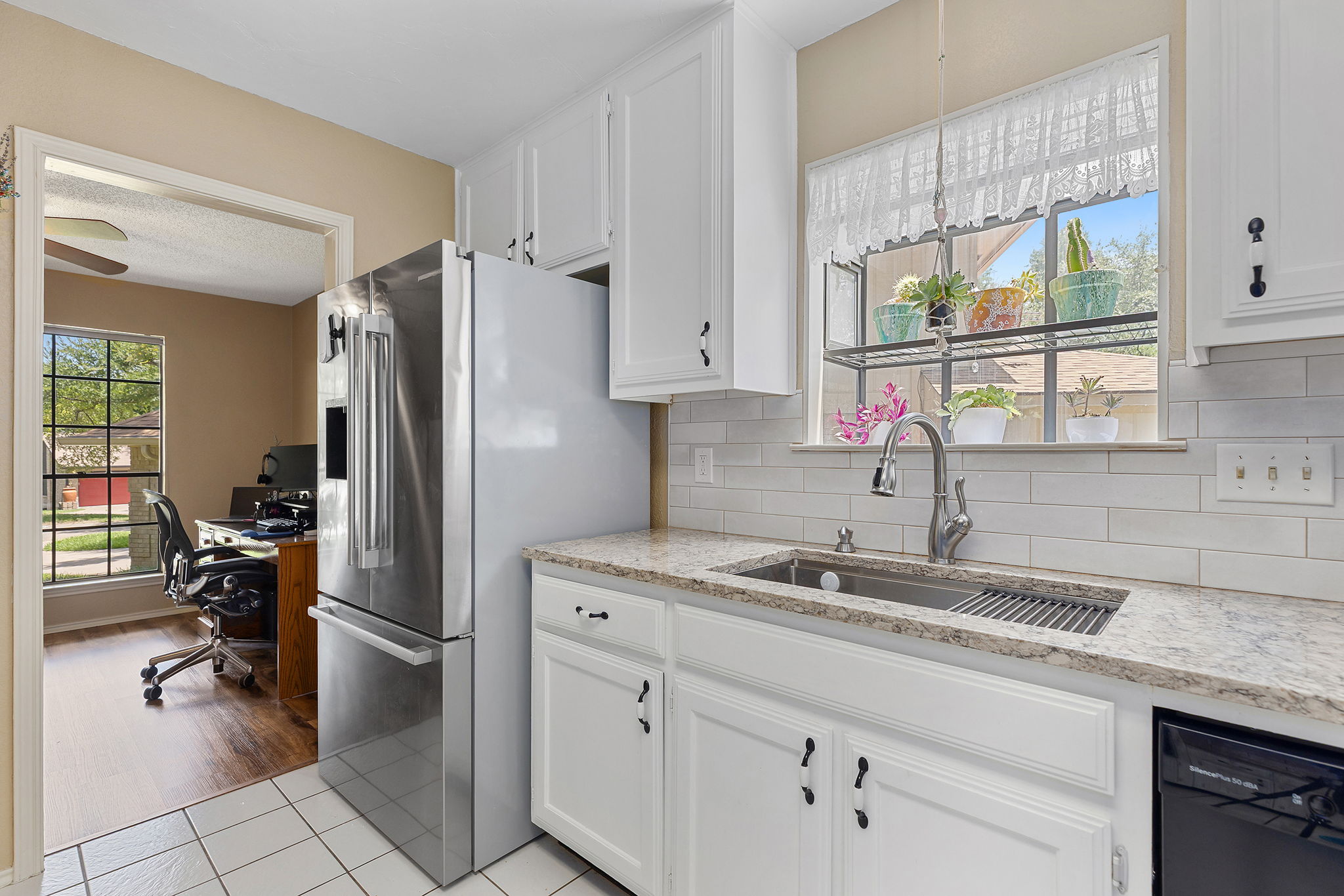 Softly updated, the kitchen is inviting