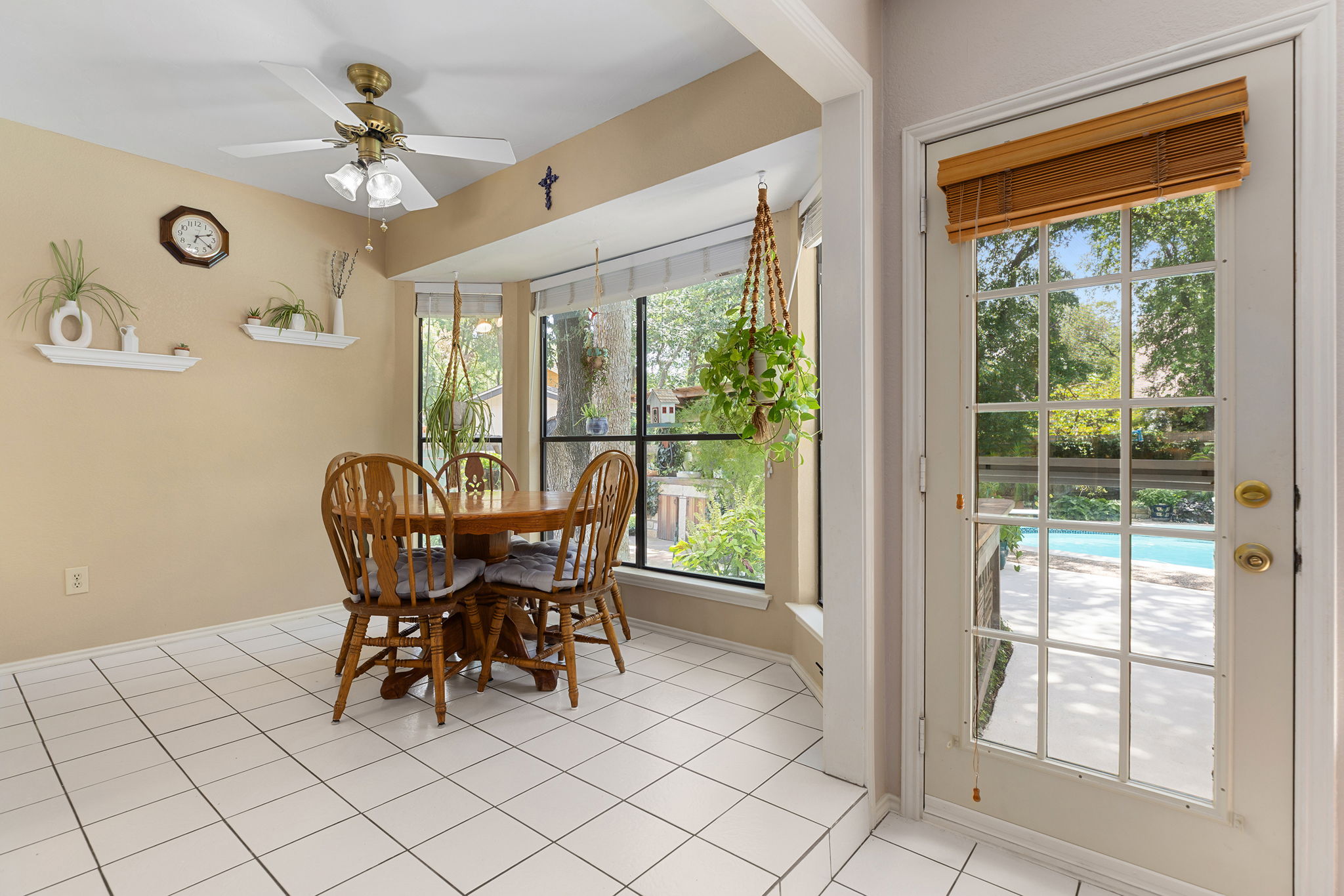 Bay window overlooking the backyard