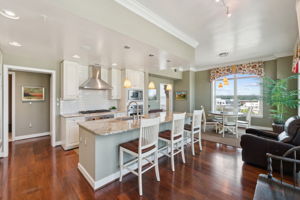 Expansive Center Island with Breakfast Bar