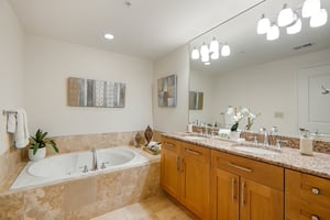 Primary Bathroom with Soaking Tub and Dual Vanity