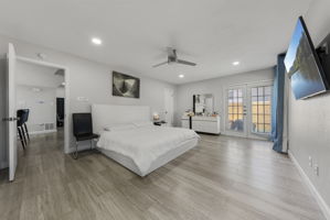 Primary suite is on the main level and has direct access to the patio!