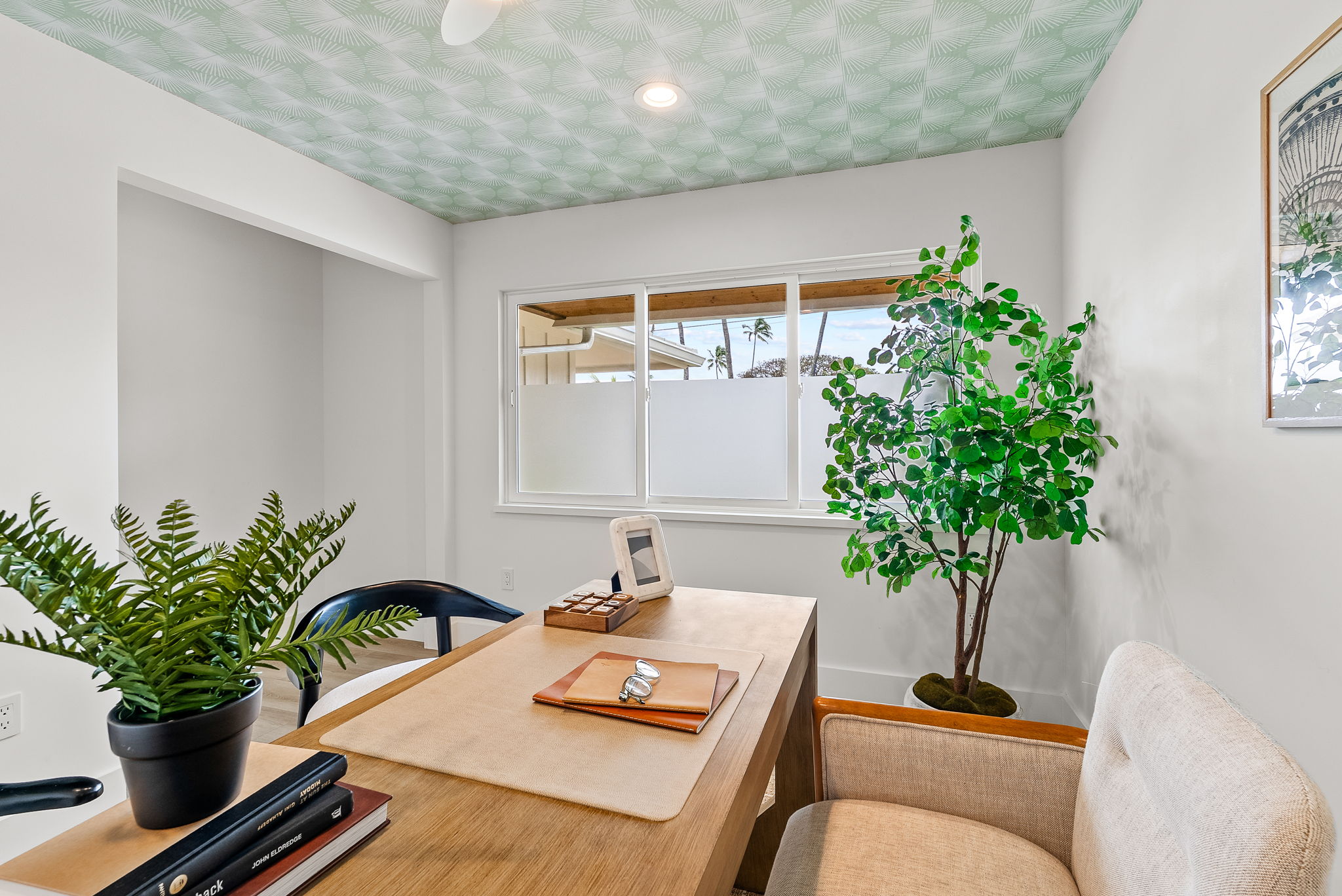 The closets have been designed by California Closets but left for the new homeowner to customize.