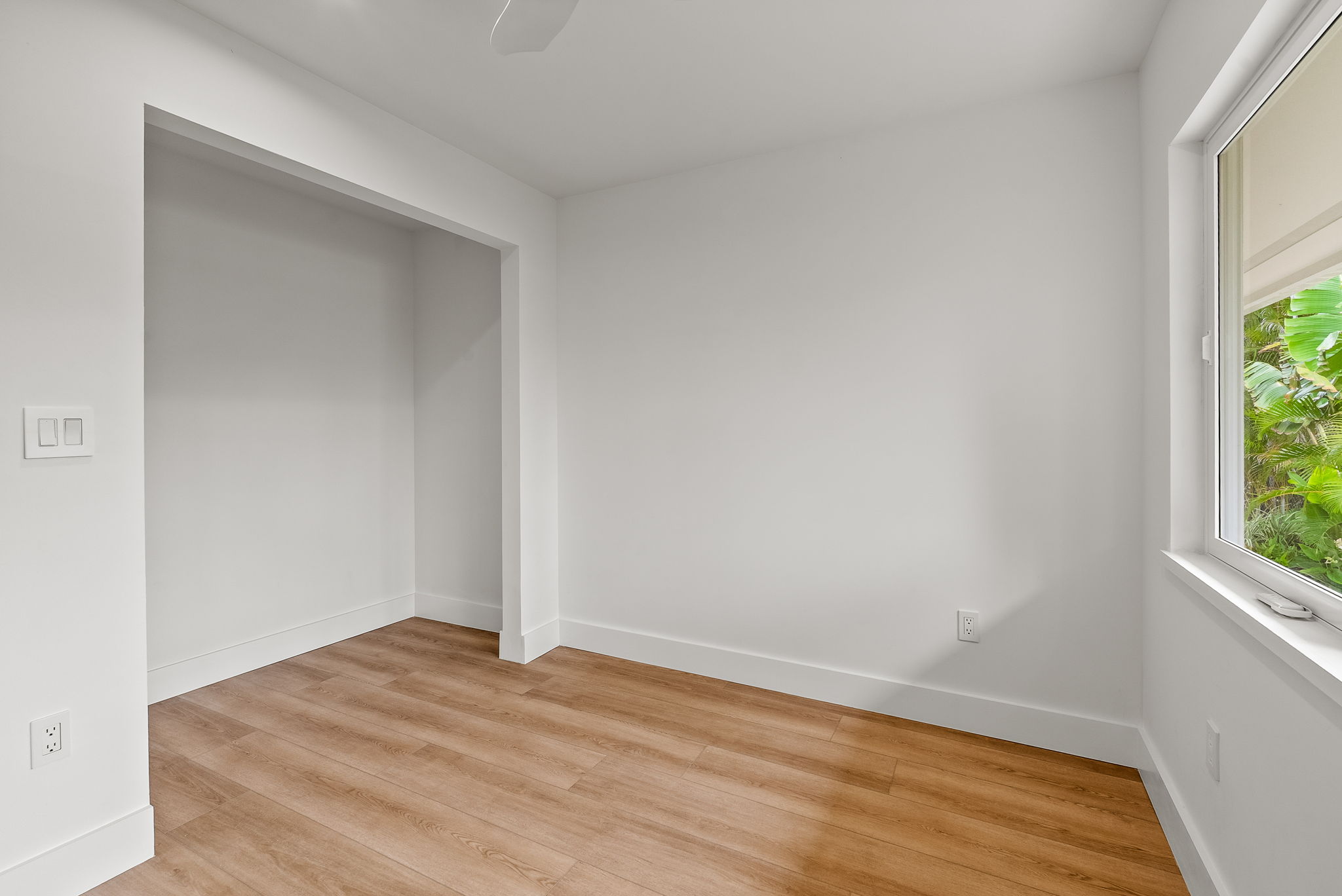 The closet in the third bedroom is oversized to be built out as a "bunk room" that can fit two twin beds, leaving the rest of the room for furniture and belongings.