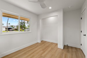 The closets have been designed by California Closets but left for the new homeowner to customize.