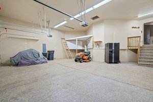 Garage with bench space and toy space