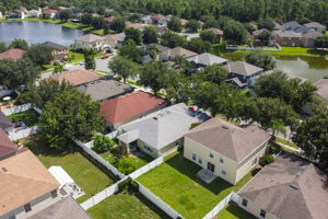 Large partially fenced backyard