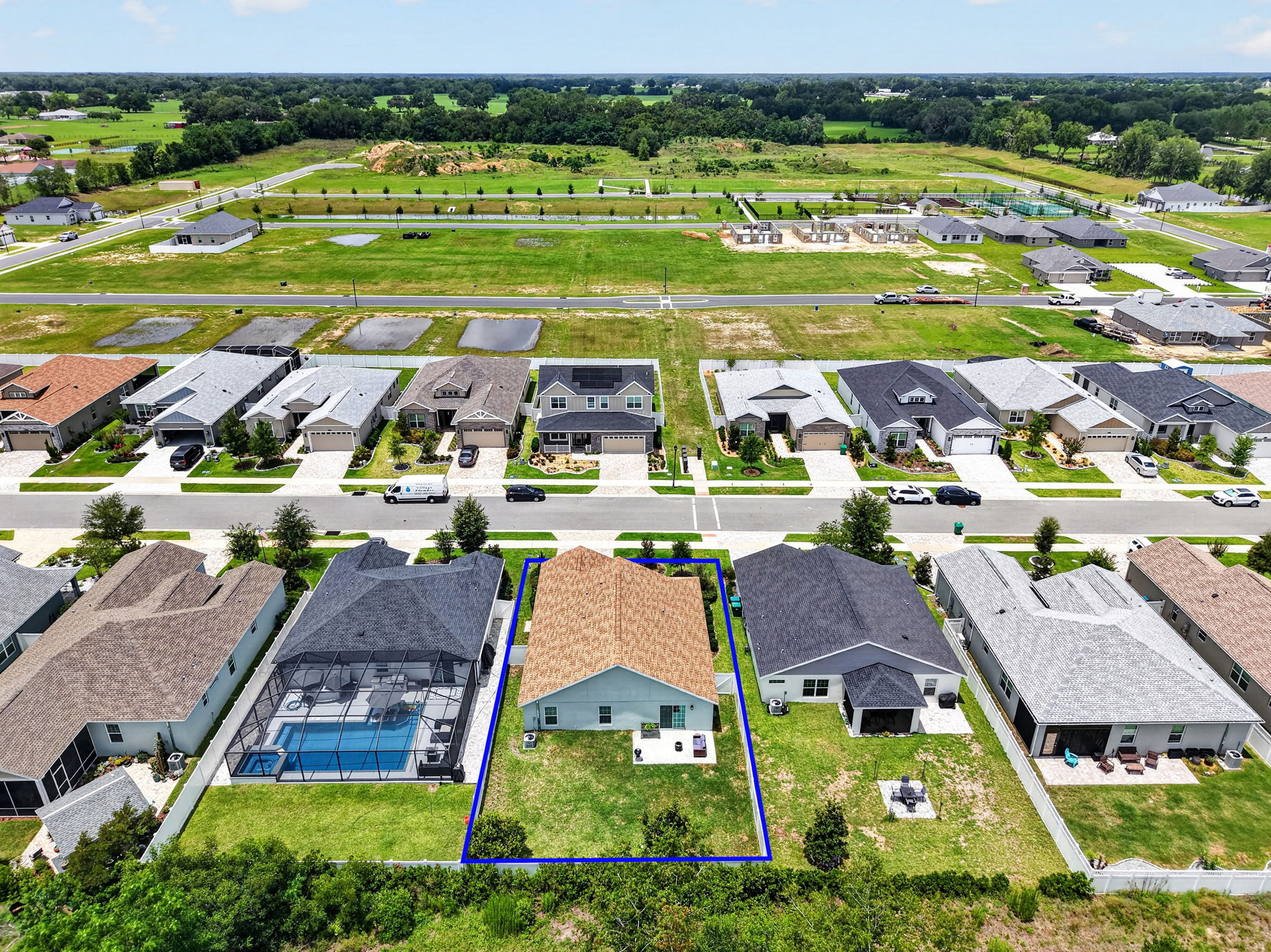 Aerial Rear Elevation with Property Lines