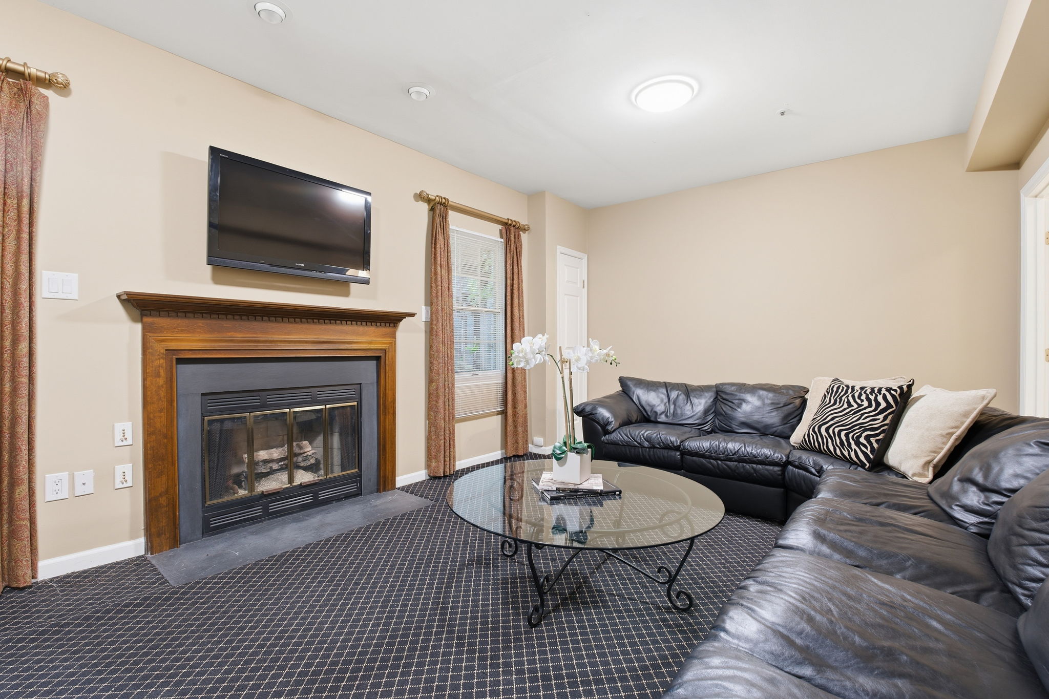 Walk out Lower Level Recreation Area with Gas Fireplace