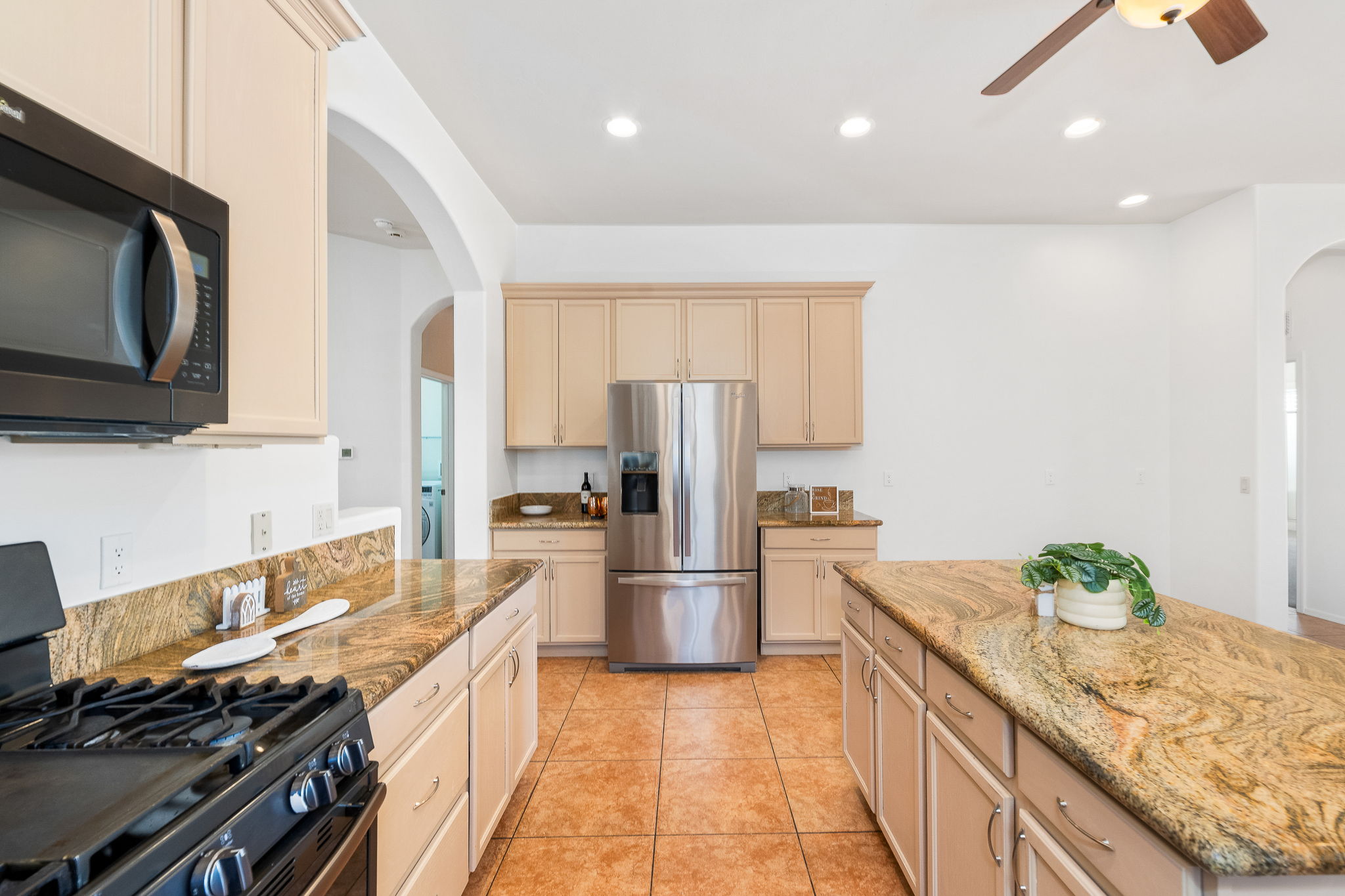 Gas range and French door refrigerator