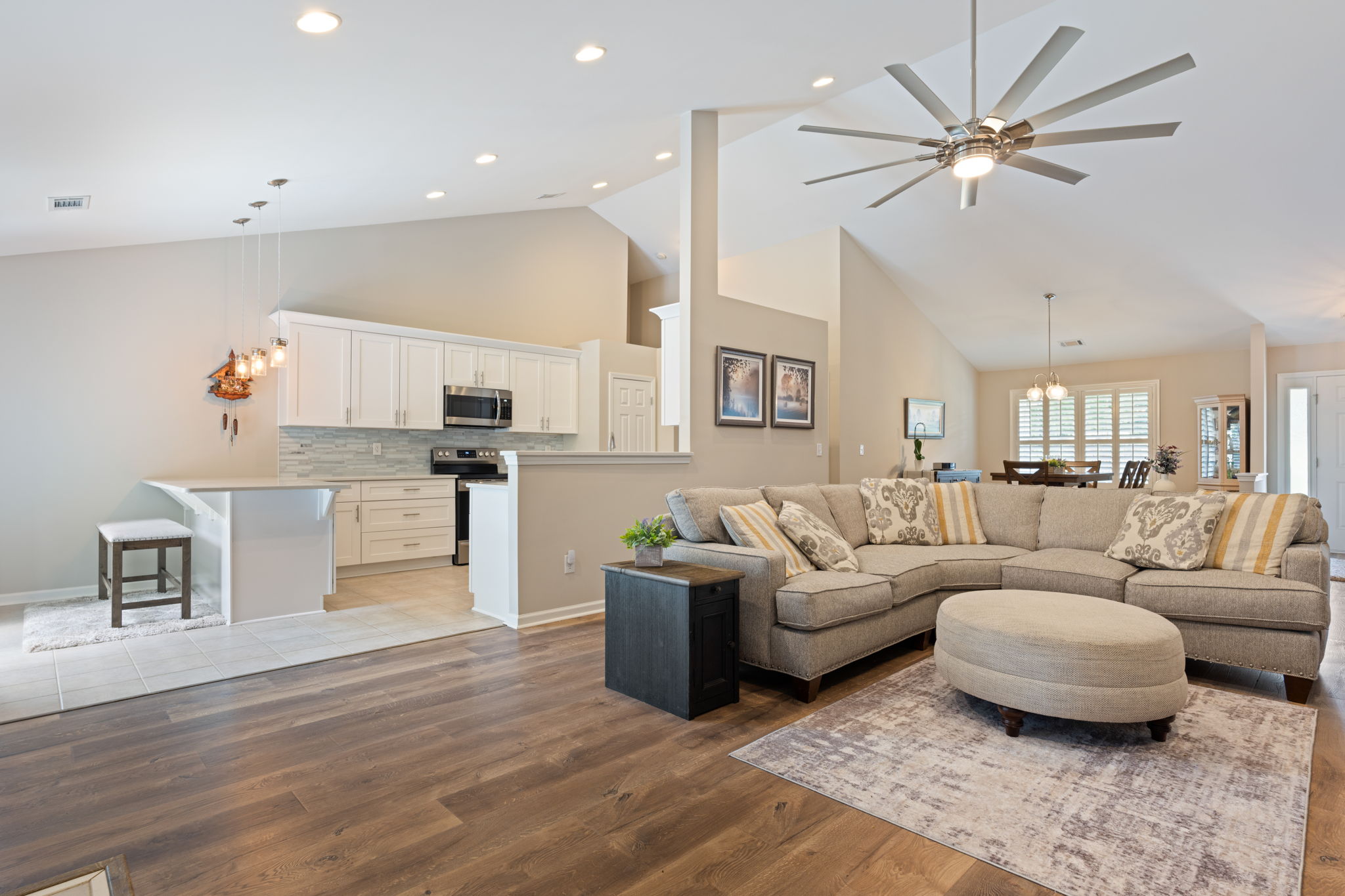 Great room w/ view to the kitchen