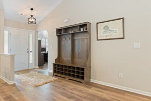 Foyer with updated light fixture