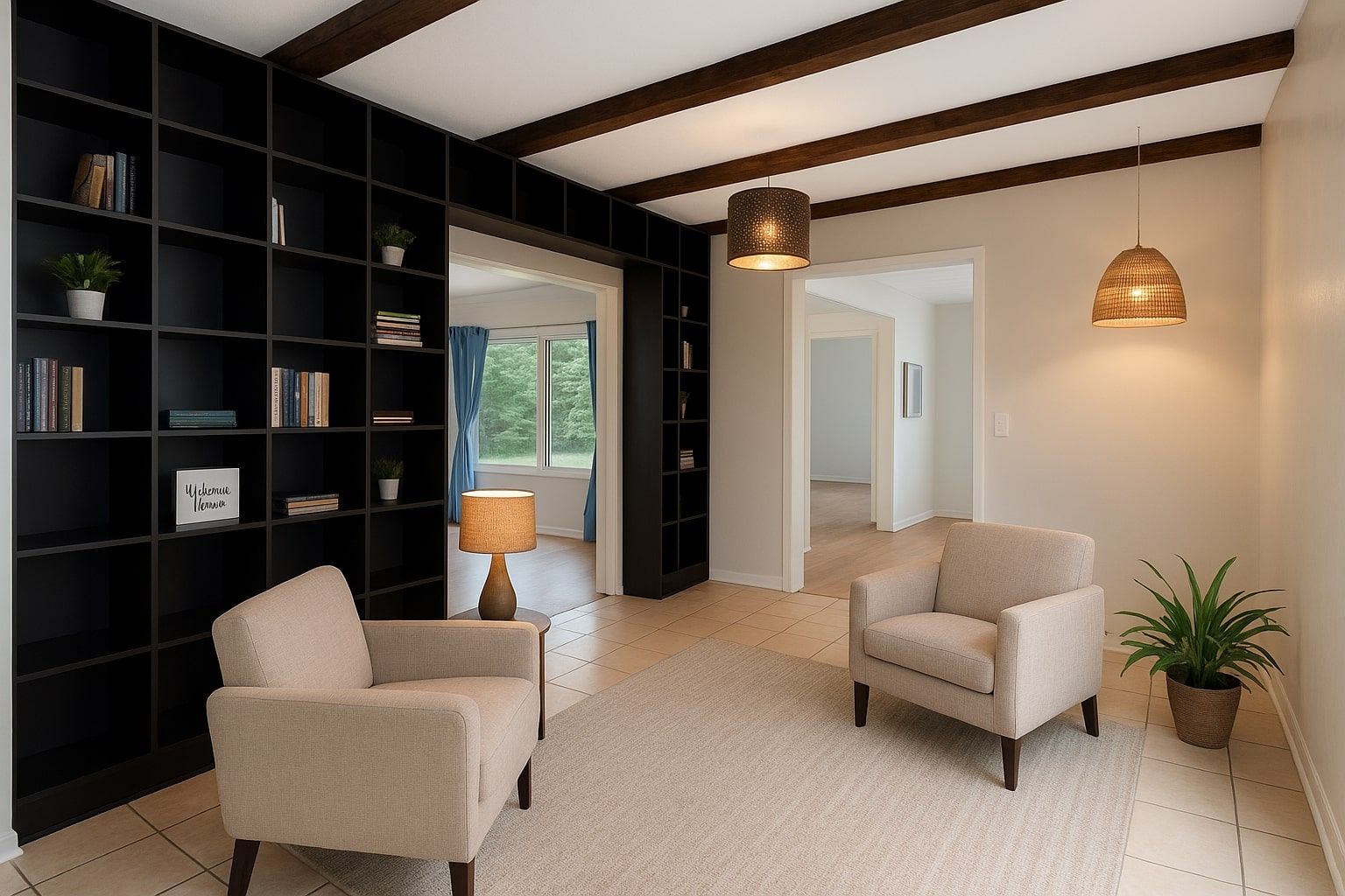 Virtually Staged Reading Nook/Library (Option 1)