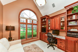 Home Office with Custom Built-in Desk and Cabinets