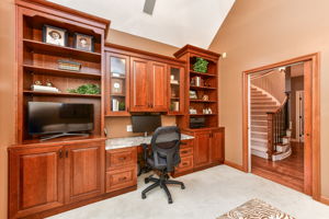 Home Office with Custom Built-in Desk and Cabinets