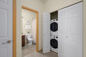 Laundry room is tucked away in hall closet