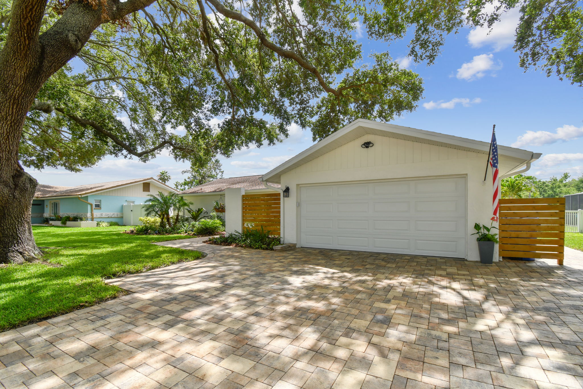 Extra wide paver driveway