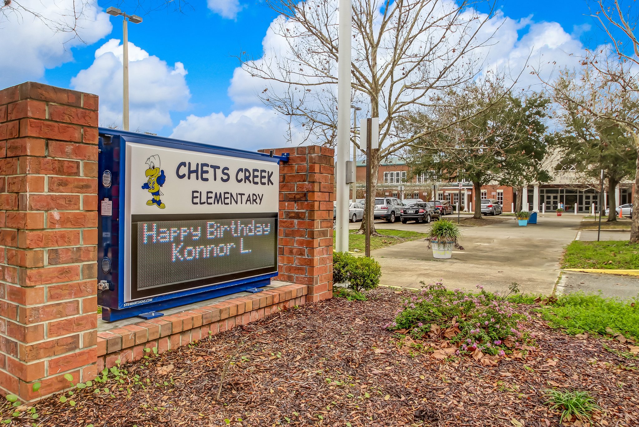 Chets Creek Elementary - right outside entrance, easy walking distance.