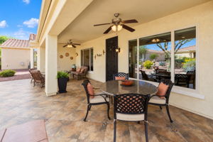 Tile floor on the patio.