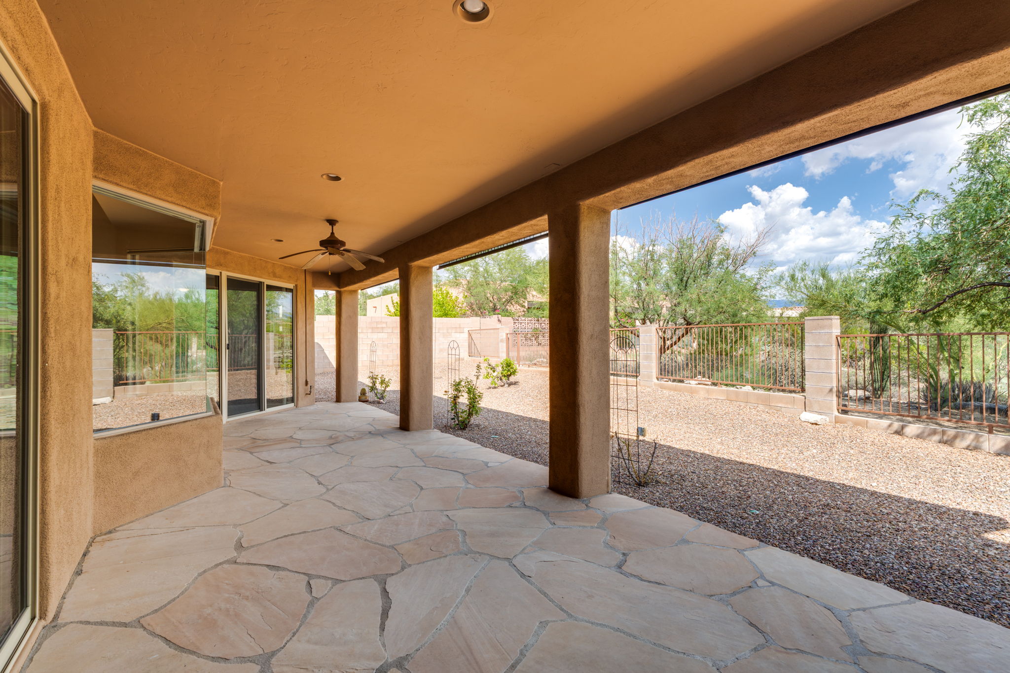 The backyard offers a peaceful escape and abundant wildlife viewing opportunities