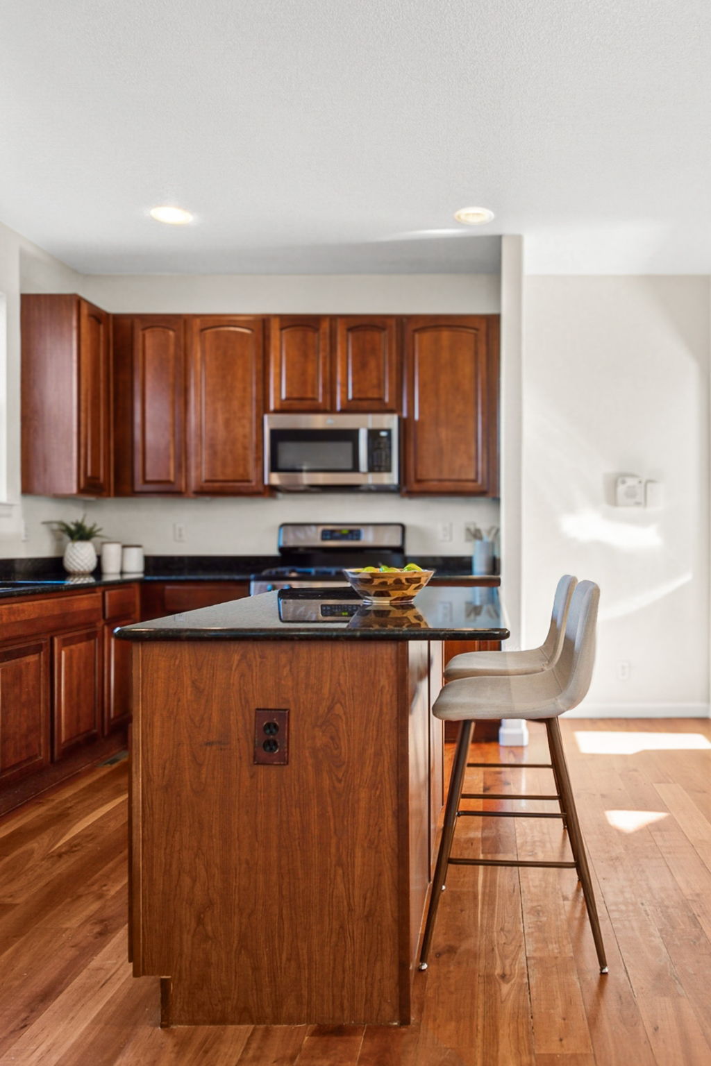 Kitchen conveniently placed for open-concept entertaining