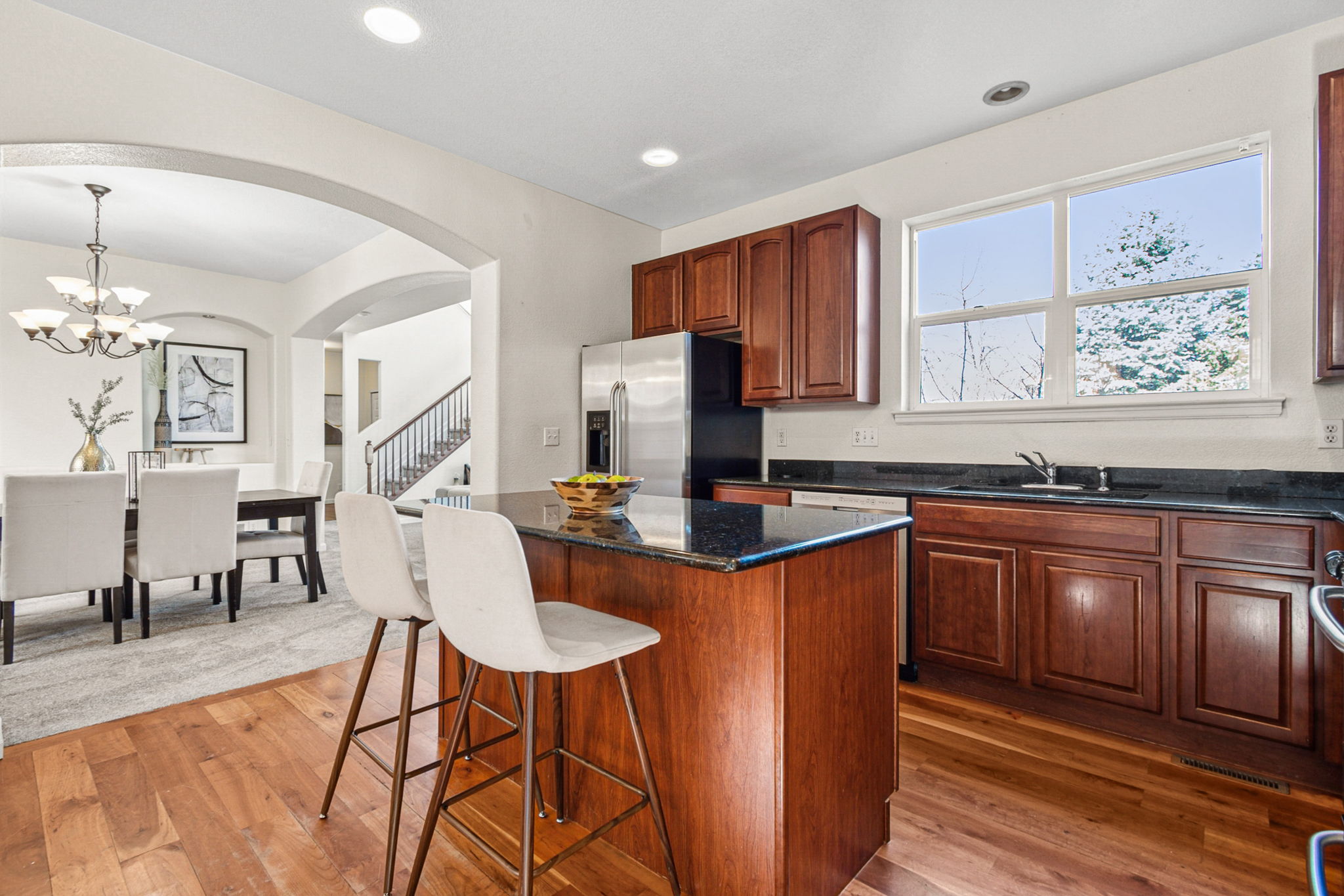 Kitchen conveniently placed for open-concept entertaining