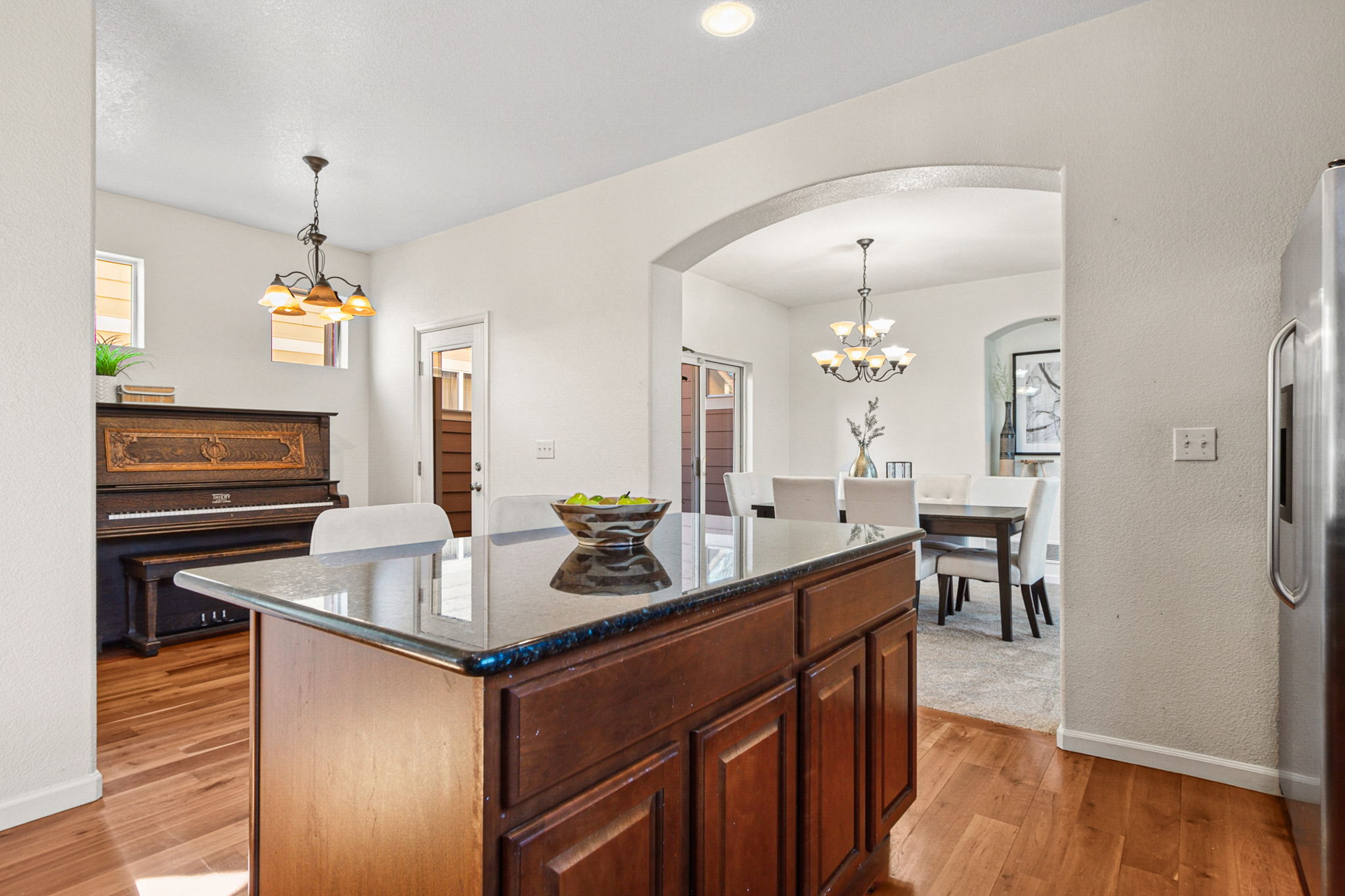 Kitchen conveniently placed for open-concept entertaining