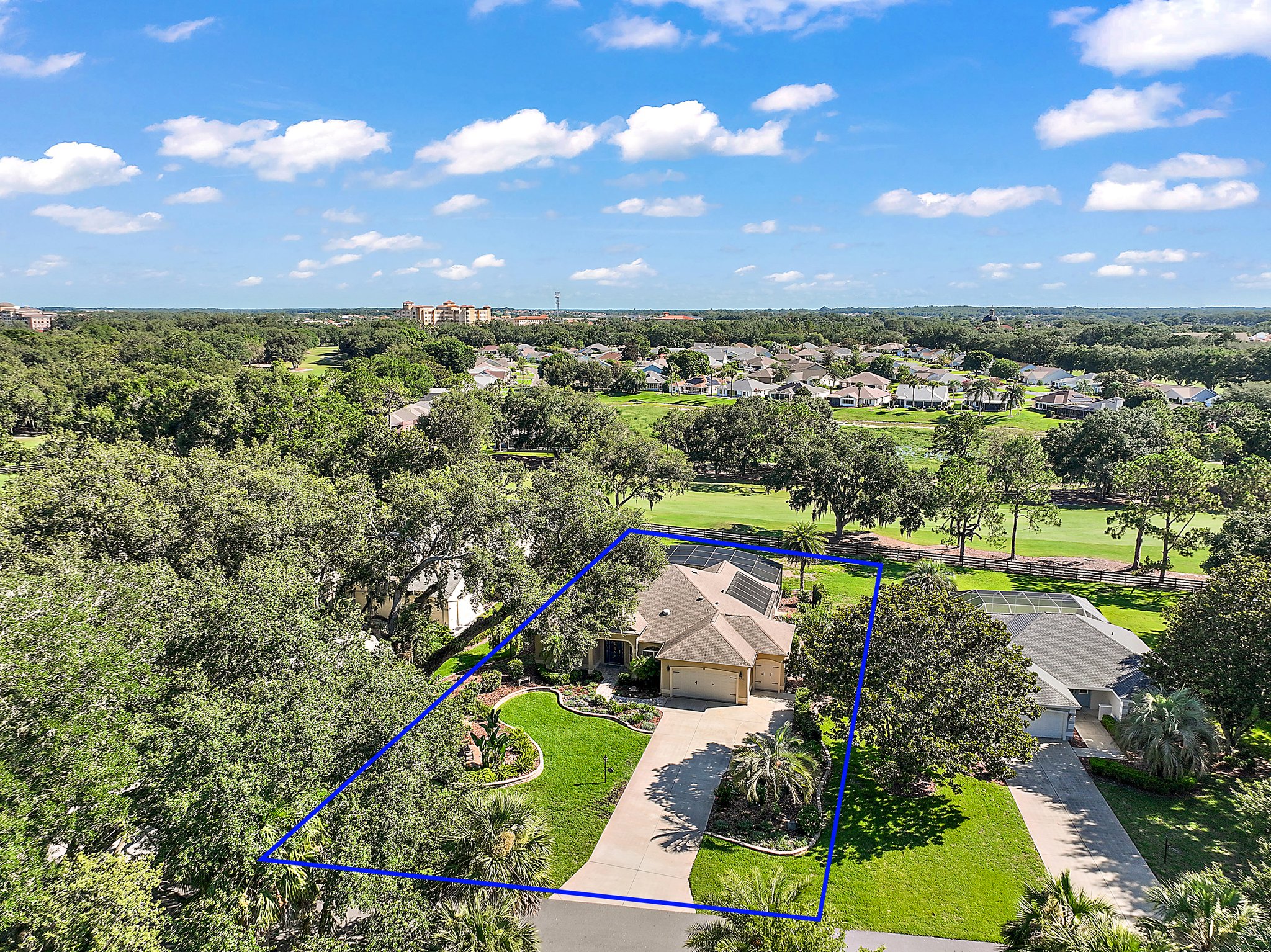 Aerial Front Elevation with Property Outline