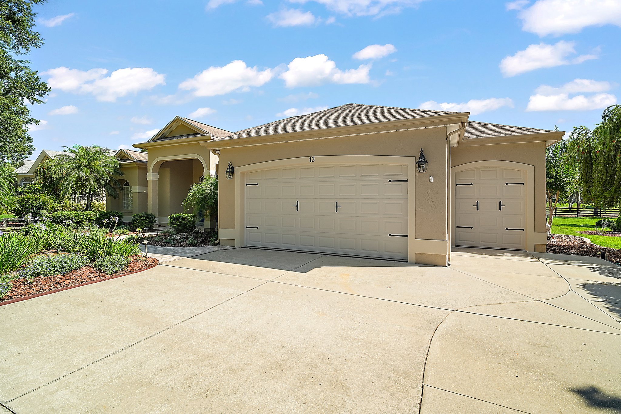 Front Elevation with Golf Cart Garage