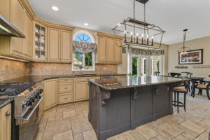 GOURMET KITCHEN Raised Panel Cabinetry, 42 inch Upper Cab, Desk, Wine Cubbies, Spice Racks, Recessed Lighting, Cage Light Fixtures, Under Cab Lighting, Above Cab Lighting