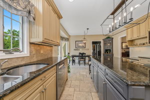 GOURMET KITCHEN Raised Panel Cabinetry, 42 inch Upper Cab, Desk, Wine Cubbies, Spice Racks, Recessed Lighting, Cage Light Fixtures, Under Cab Lighting, Above Cab Lighting