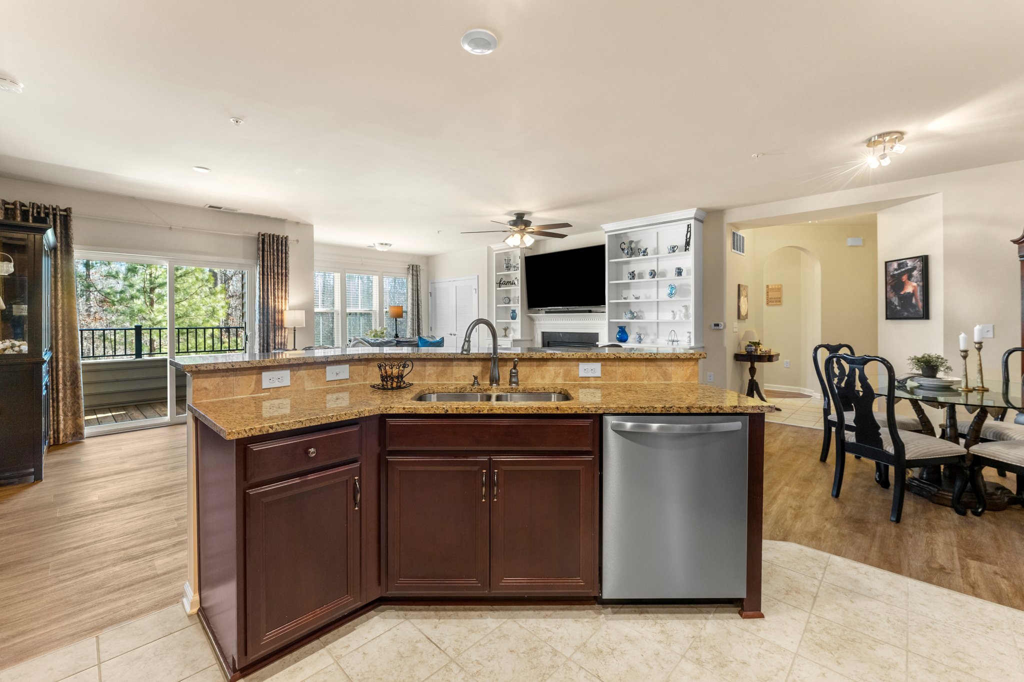 Kitchen view into family room