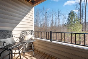 Private balcony overlooking natural wooded space