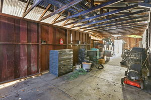 Storage Shed Interior under Tin Roof